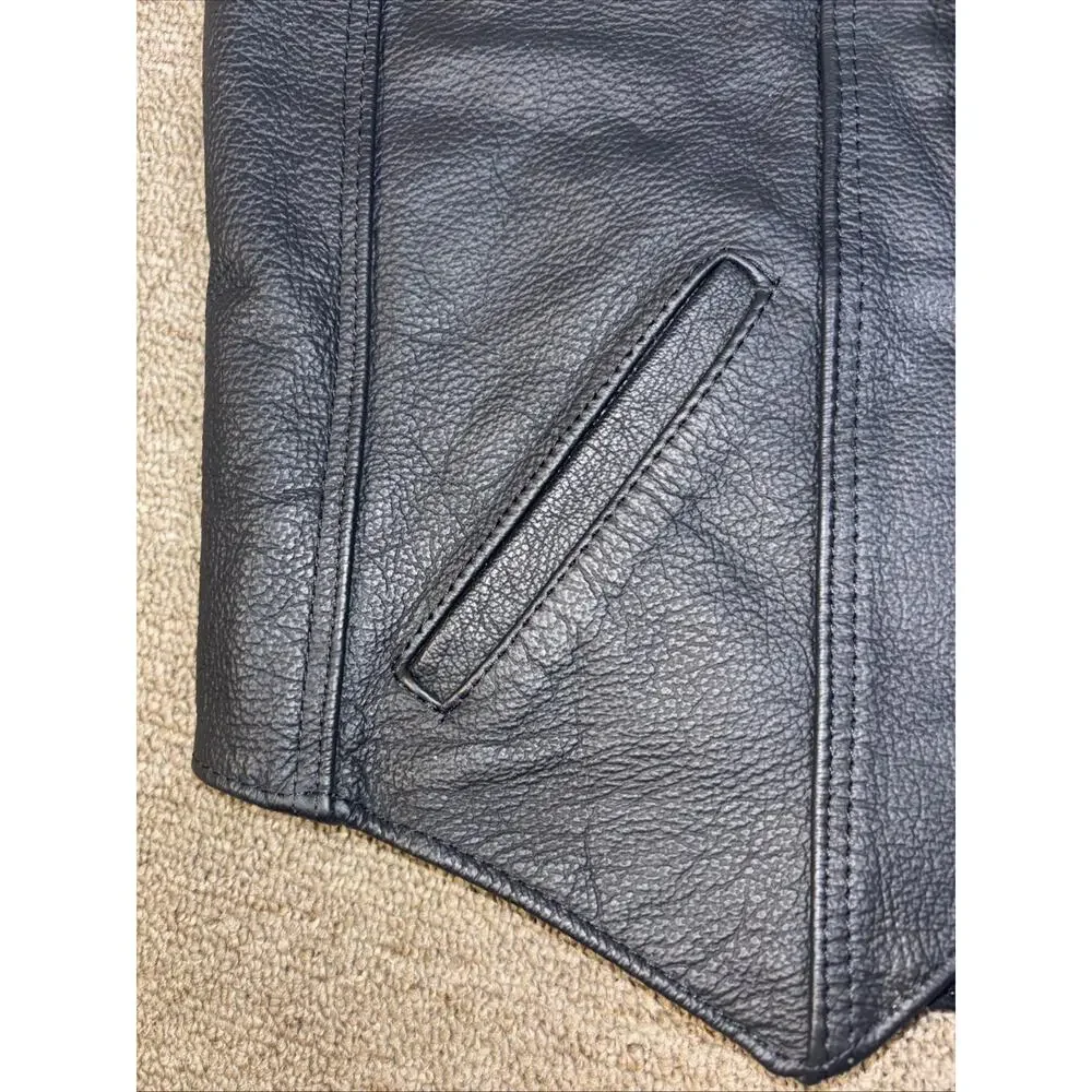 Leather Vest Western Youth Black Genuine XXL 14x17